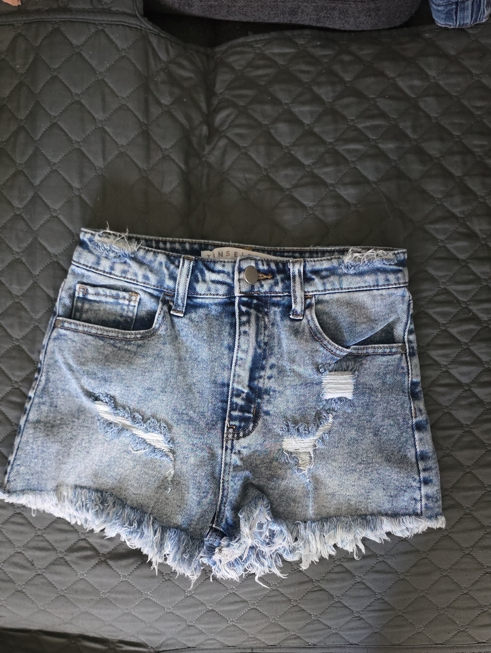 Tinseltown Light Blue Distressed Denim Cutoff Shorts